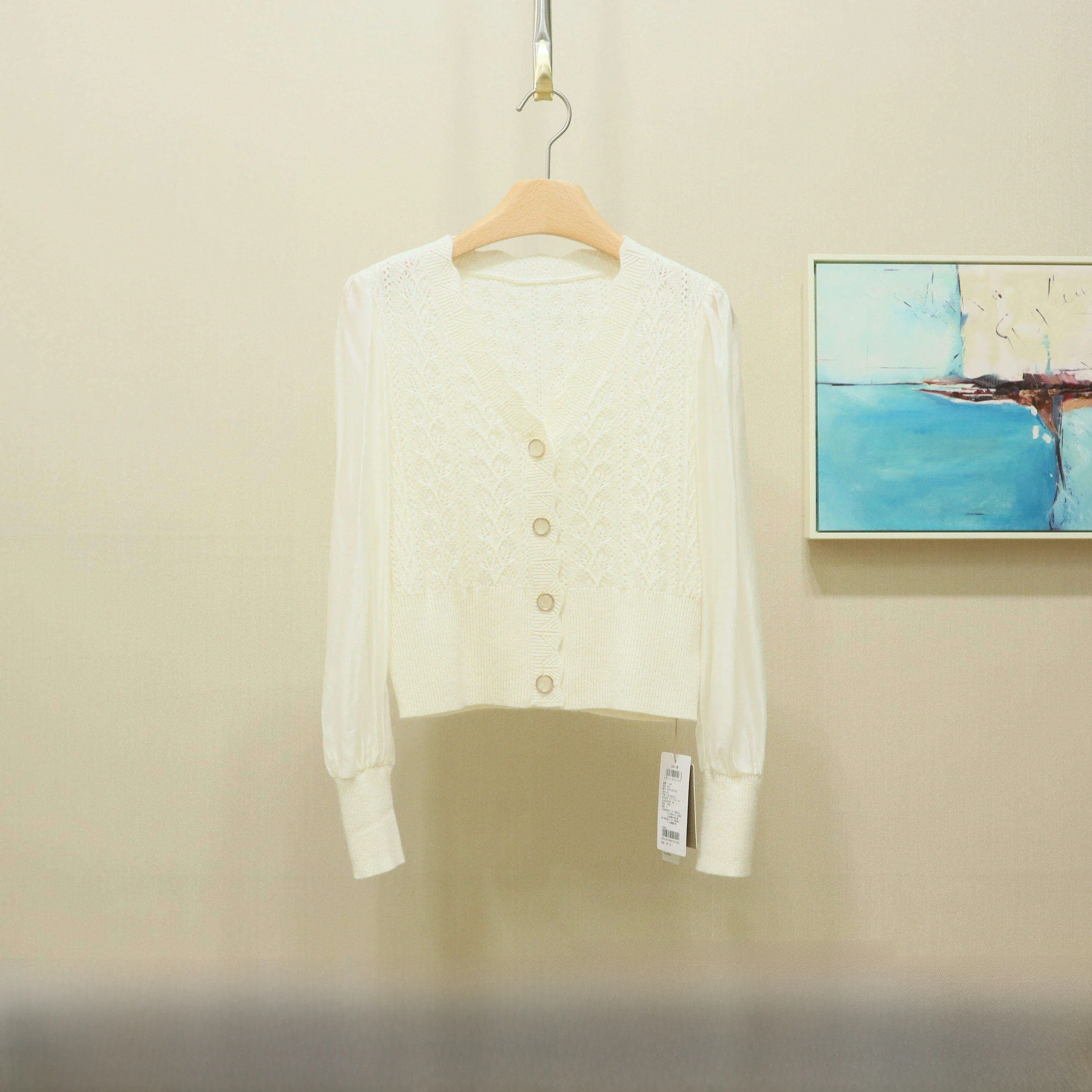 

Ele V-Ne Long Sve Knitted Sweater Spring 2026 New Arrival YSY540206 Comfortable Fit Commute Sle Women's Faion