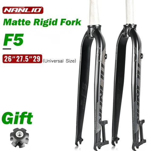 Nanlio-horquilla rígida mate F5 para bicicleta de montaña, accesorio de aleación de aluminio de 26/27, 5/29 pulgadas, tubo recto de 28,6mm, pilar A, horquilla dura para MTB