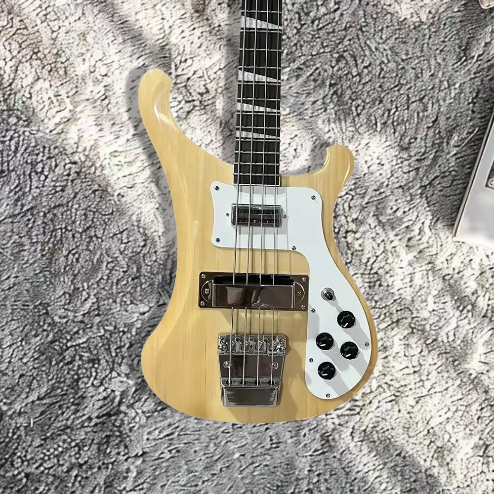 

Free Shipping 4003 Bass Original Wood 4 Strings Electric Guitar Chrome Hardware with Upgrade Accessories White Pickguard