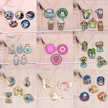 Cartoon Cute Series 3-5pcs/set Enamel Pins Custom Icon Brooch Clothes Lapel Pin Badge Cute Jewelry Fans