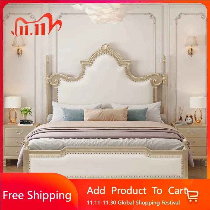 

Light Luxury High Quality Beds Minimalist Design Cheap Nordic Double Beds New Chinese Princess Wood Cama Casal Home Furniture