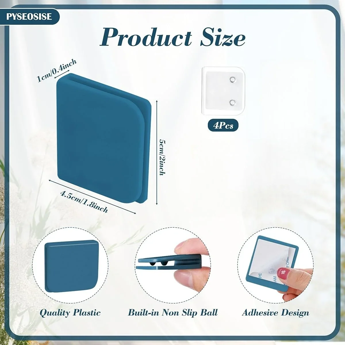 Bathroom Shower Curtain Hook - Self-adhesive shower curtain hook with splash guard, can be installed without drilling,