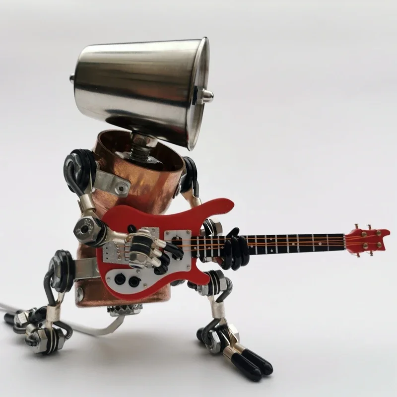 Desktop ornaments decorative musical instrument guitar bass Christmas gift industrial style metal punk handmade robot