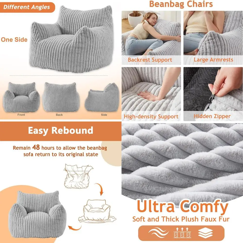 كراسي بين باج القطيفة الرقيقة مع مساند للذراعين - أريكة مريحة كسولة للبالغين والمراهقين وغرف النوم وغرف المعيشة والقراءة #1