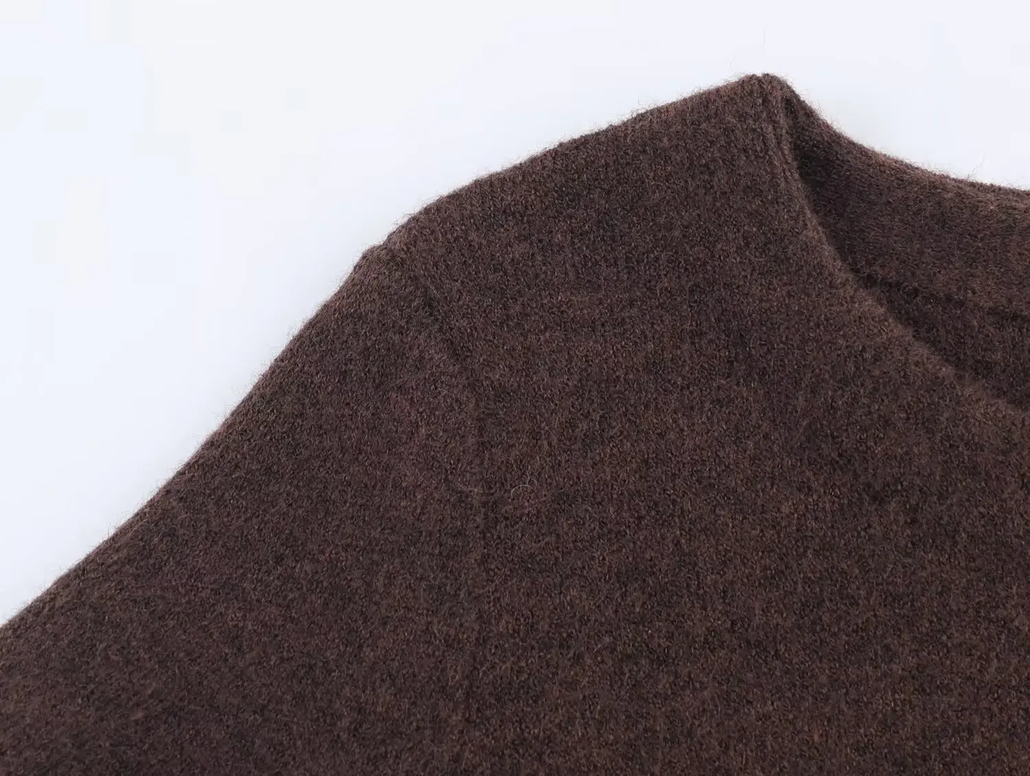 ETJ 2025 Nova coleção feminina: moda maillard cor pele sintética patchwork bainha em torno do pescoço vestido de malha de manga curta