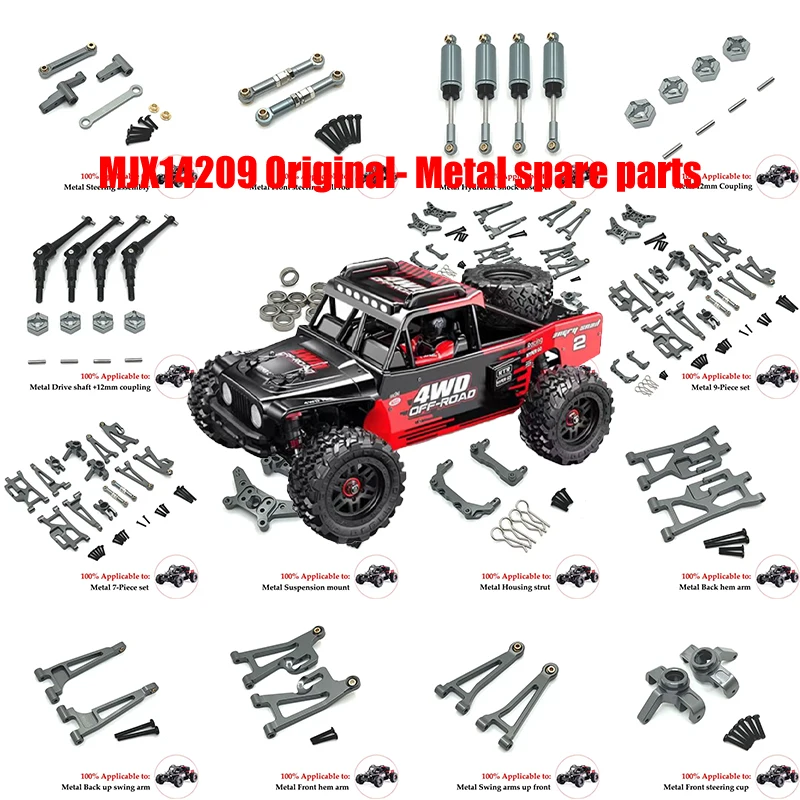 MJX Hyper Go 14210 14209 H14BM  RC Car Metal Steering Cup Upper Lower Swing Arm Set Shock Tower Bracket Body Post Upgrade  Parts