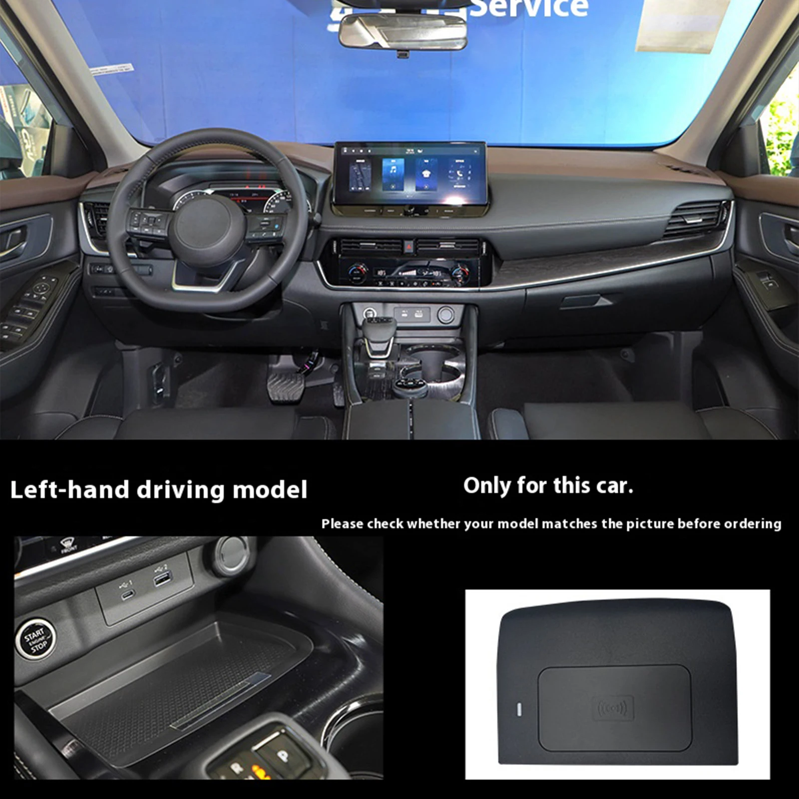 for Nissan X-Trail Rogue 2021-2024 Car Wireless Mobile Phone Charger Center Console Storage 18W iphone fast charge plate holder
