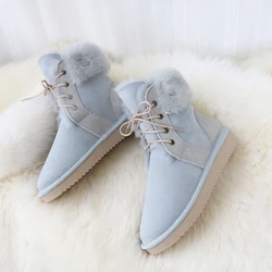 G&Zaco Genuine Sheepskin Boots Women Sheep Wool Boots Shoes Suede Leather Sheep Fur Boots Mid-calf  Flat Warm Winter Shoes