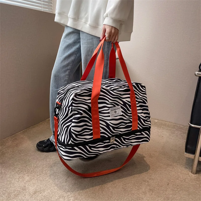 Bolsa deportiva de gran capacidad con estampado de leopardo, bolsa de equipaje multicolor para viajes de corta distancia, fin de semana y durante la noche