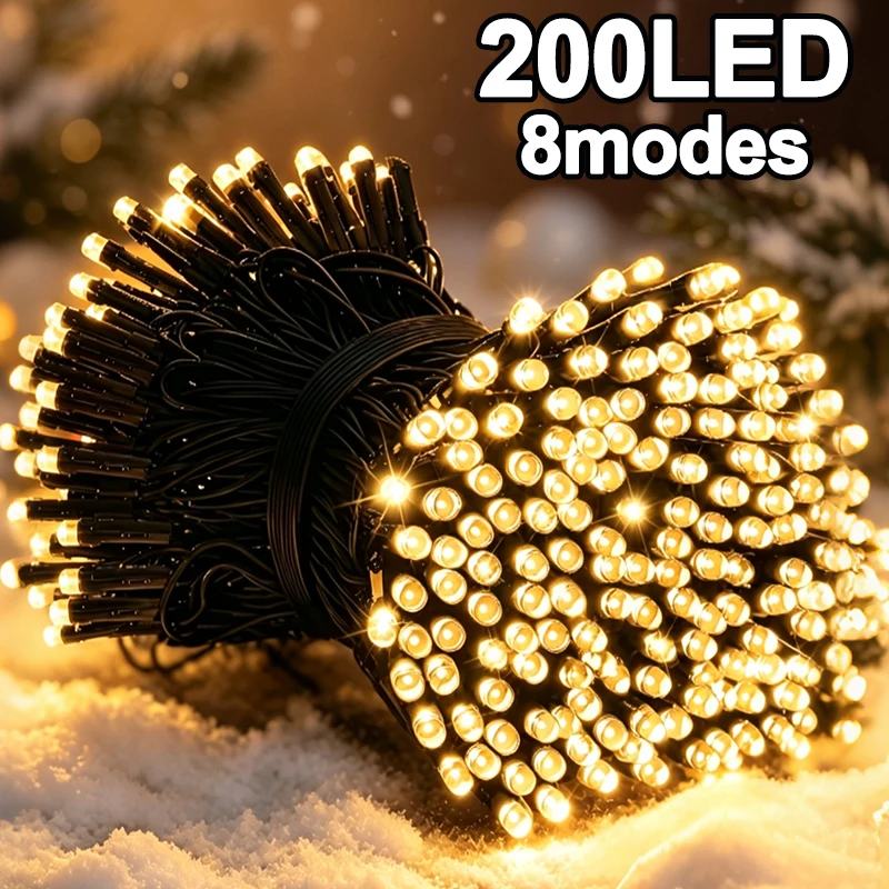 Solar String Lights 200LED 8 Modes LED Fairy Lights Solar Powered Waterproof Outdoor Christmas Light for Xmas Party Garden Decor
