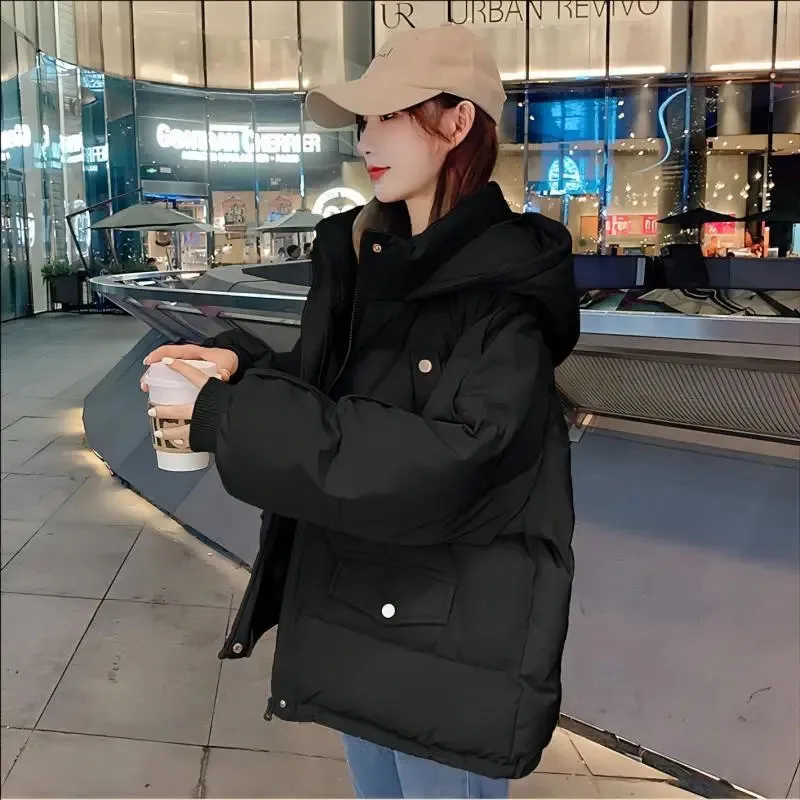 Biyaby Cotton Hooded Parkas Woman Winter Kawaii Oversized Loose Coats for Women High Quality Casual Thickened Warm Jacket Female