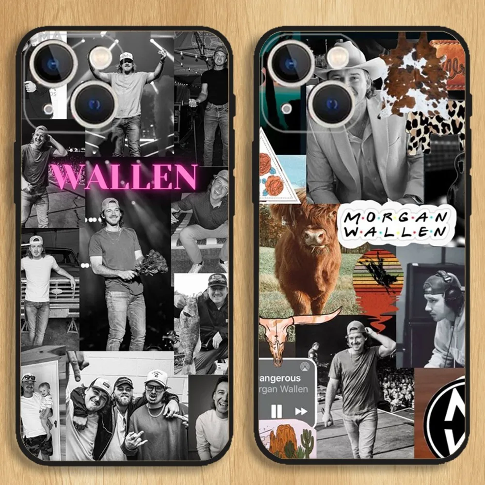 Morgan Wallen Singer Phone Case For iPhone15,14,13,12,11,Pro,Max,Plus,Mini,X,XS,XR,8,7,6,S,Plus,SE Soft Black Case