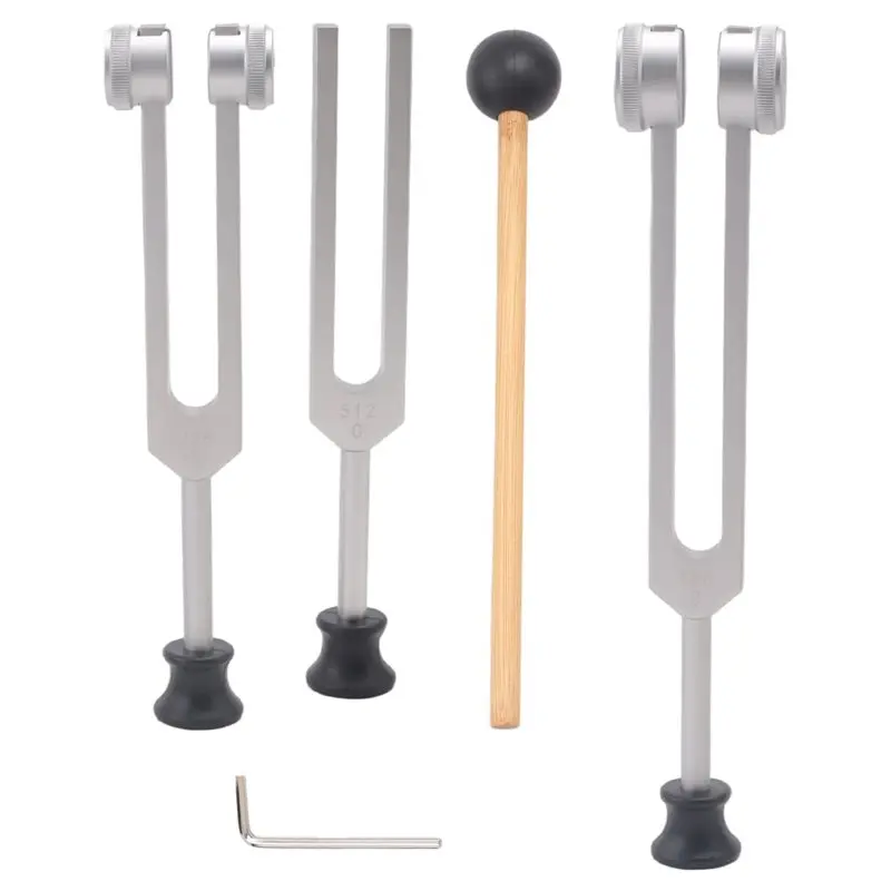 CGDS-4 Pack Tuning Fork Set(128Hz, 256Hz, 512Hz)With Tuning Fork Hammer For Sound Sound Vibration Tool