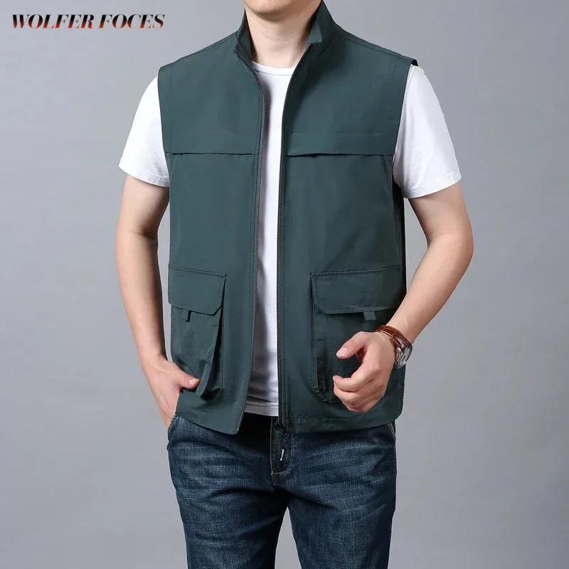 

Vest Pocket Hunting Sleeveless Men Multi Jacket Men's Summer Leisure Outdoor Camping Work Large Size Windbreaker Embroidered Man