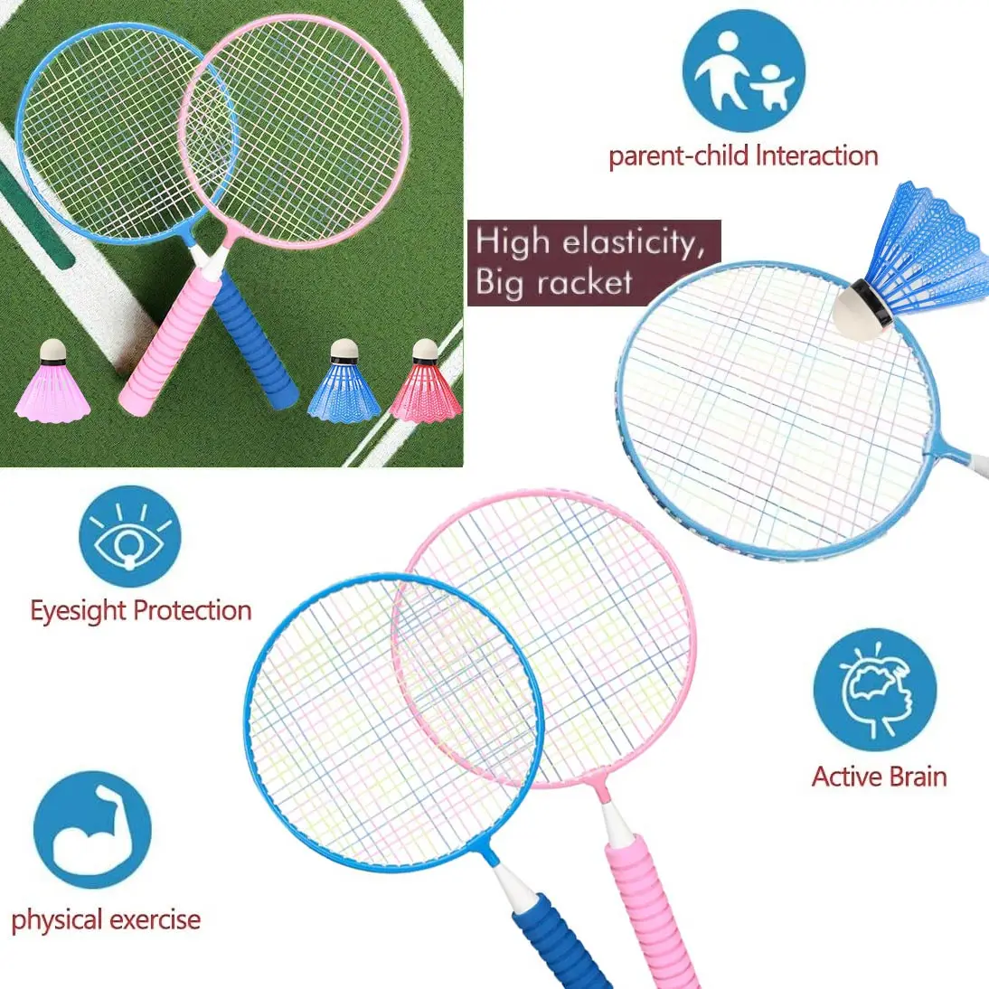 Children Baby Racquet Sports Cute Smart Toy with Shuttlecocks Lawn Yard Badminton Racket Set for Kids Gym Exercise Gift Kid Toys