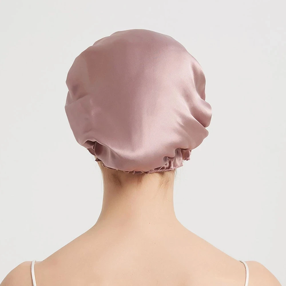 100% noite de seda amoreira sleeping cap bonnet chapéus para cabelo feminino envoltório com faixa elástica 16 momme