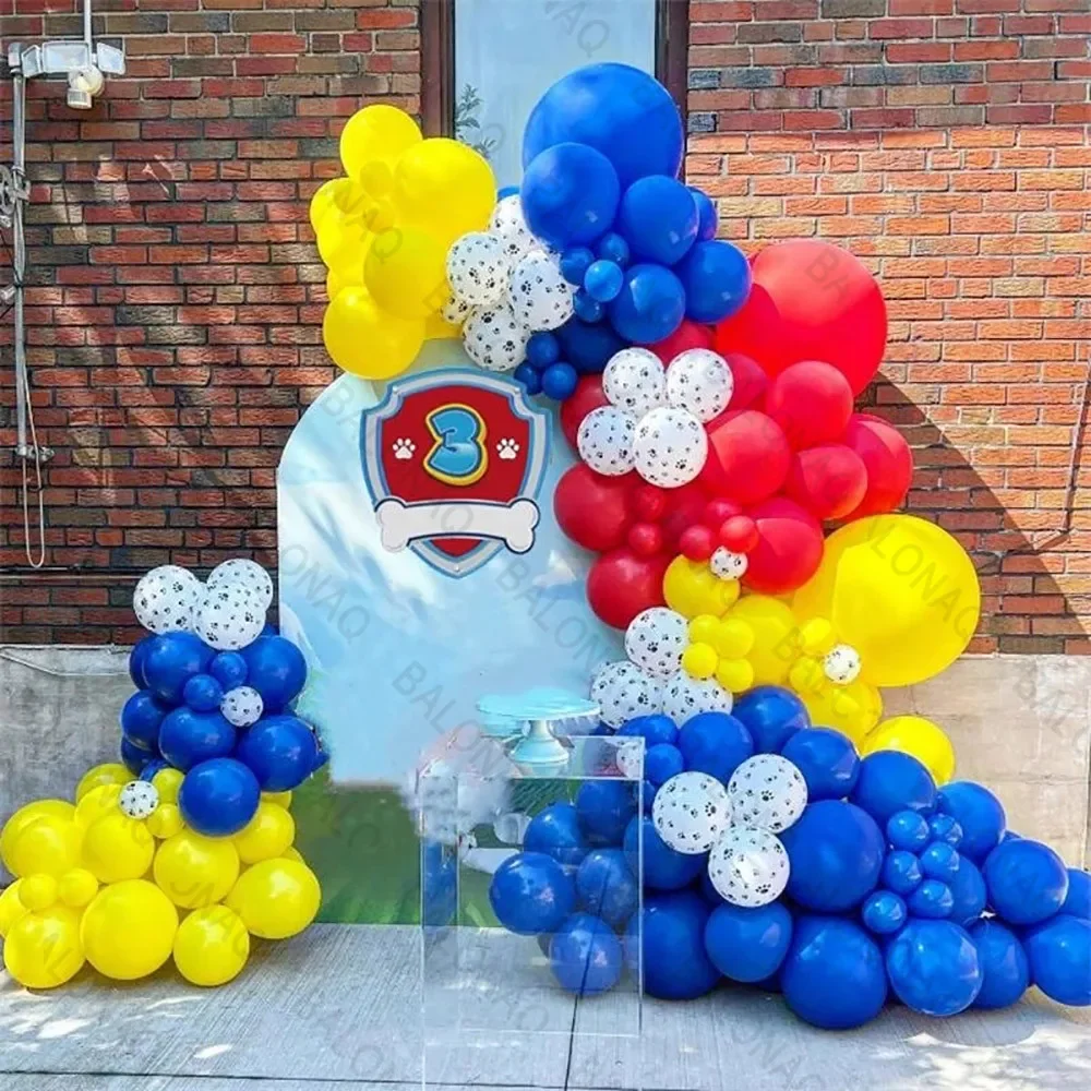 

120PCS Dog Theme Party Set Birthday Party Decoration Red Blue Dog Paw Balloon Bone Latex Balloon Decoration