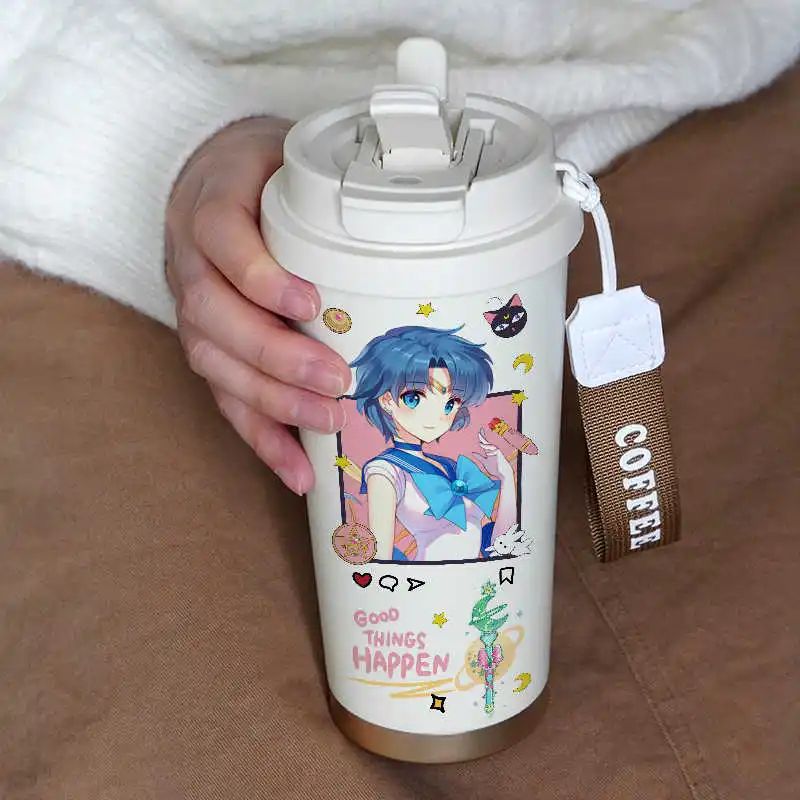 Sailor Moon Ins Style Insulated Coffee Cup Female Student Anime Water Cup Fresh And Beautiful Japanese Tumbler Gifts