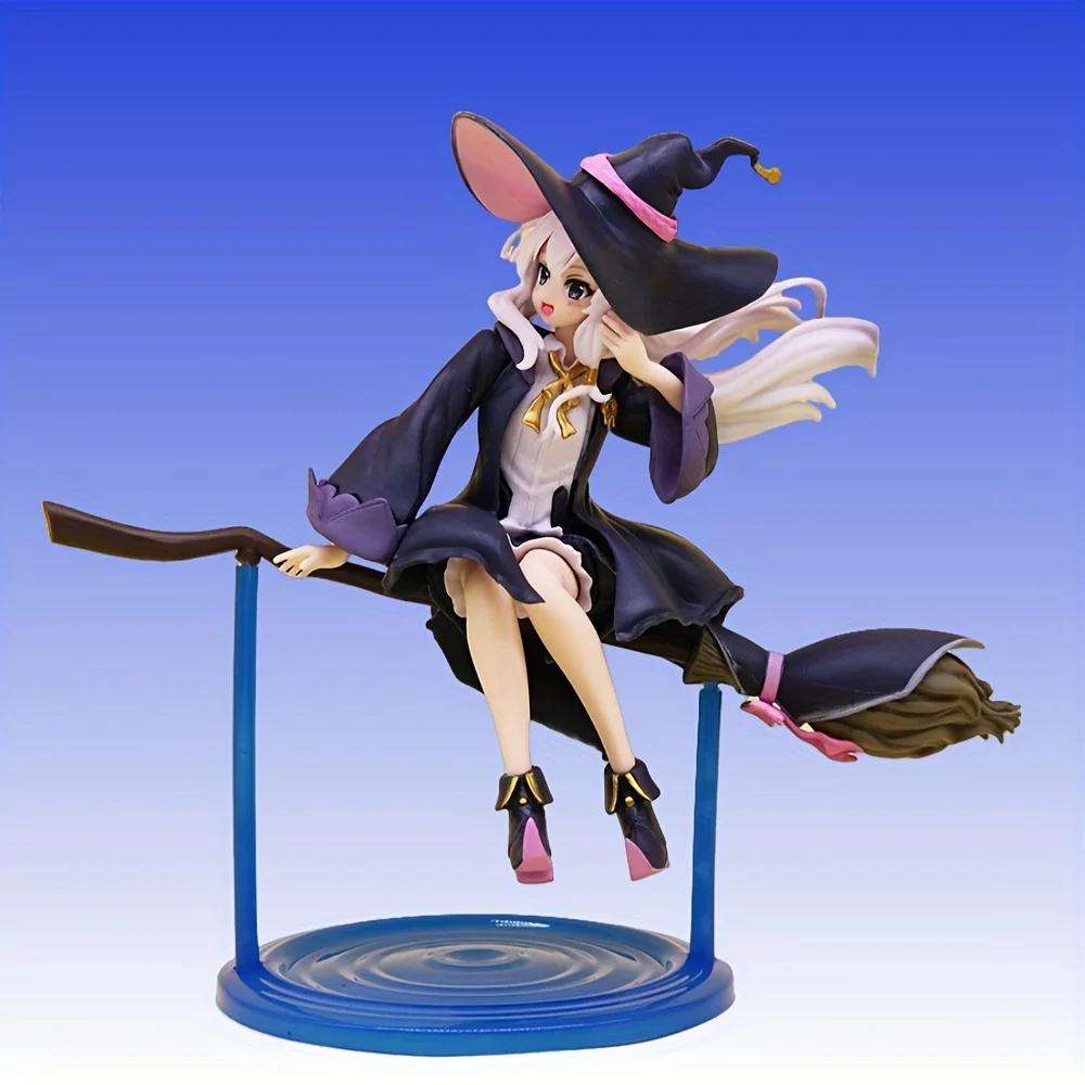 Favorite PVC animation character model, flying broom witch statue, desktop decoration, animation character model, collector's