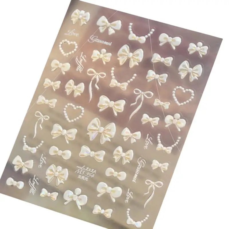 Selbstklebende 5D-Schleifen-Perlen-Herz-Nagelaufkleber, französische Polka-Dot-Schleifen-Nagelsticker, DIY-Maniküre, bunte Nagelkunst-Accessoires – Detail 17