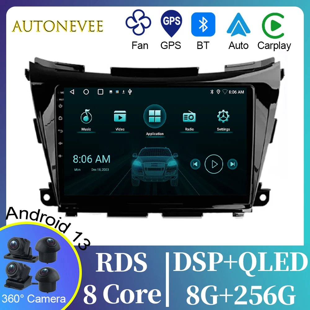 

4G For Nissan Murano 3 Z52 2014 - 2020 Car Radio Video Player Android Auto GPS Navigation Multimedia Stereo 5G WIFI No 2din DVD