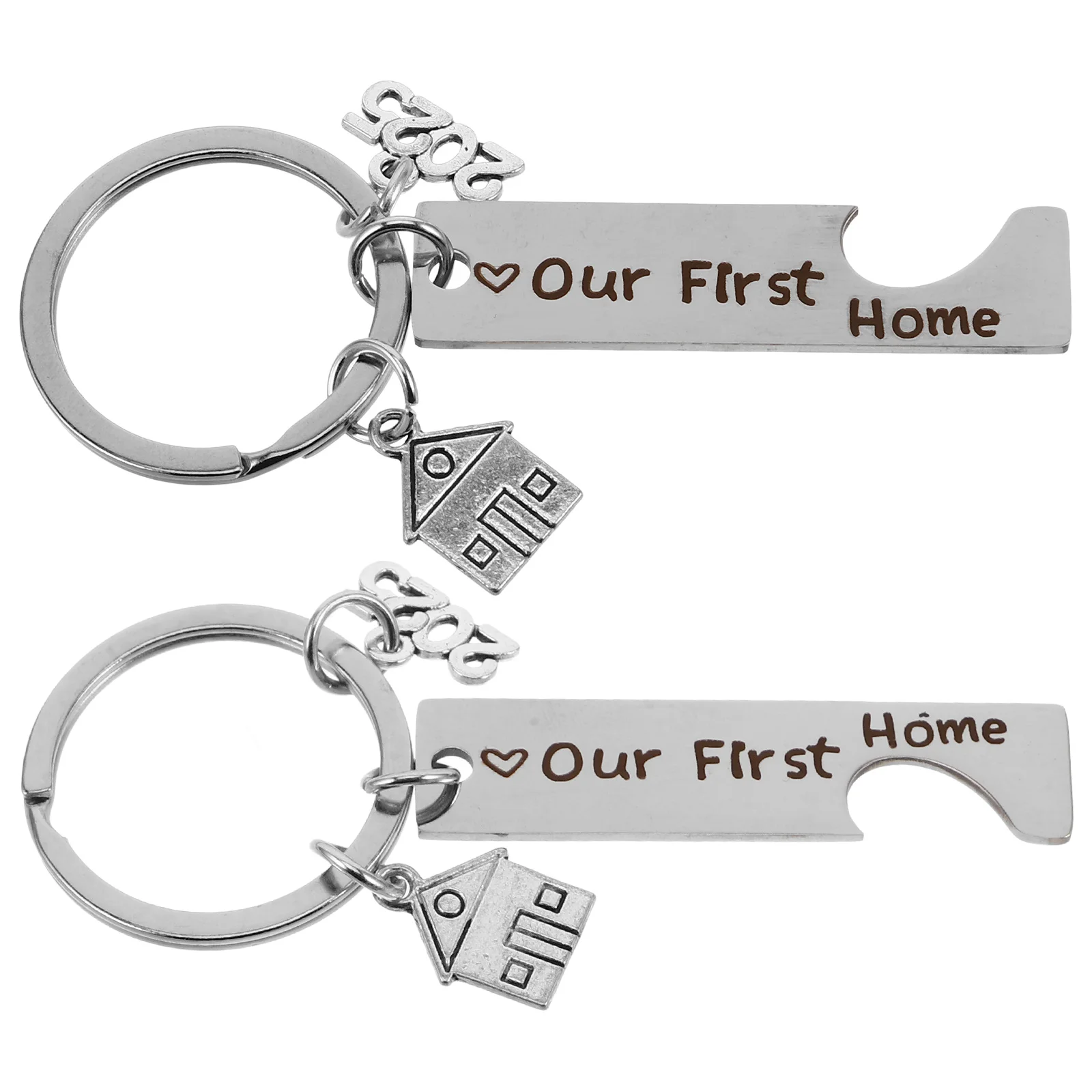 

2 Pcs Key Chain Car Holder House Blessing Keychain Stainless Steel Fathers Day Gadgets