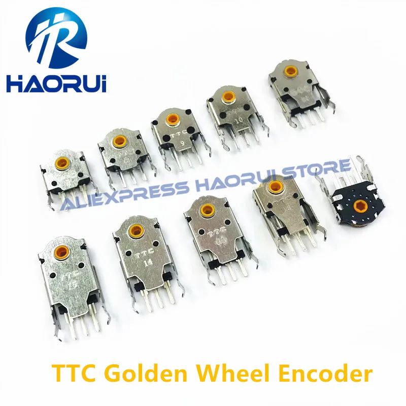 TTC 7mm-8-9mm-10-11-12-13-14-15-16mm New Rotary Mouse Scroll Gold Wheel Encoder With 1.74mm Hole Mark,20-40g Force For PC Mouse