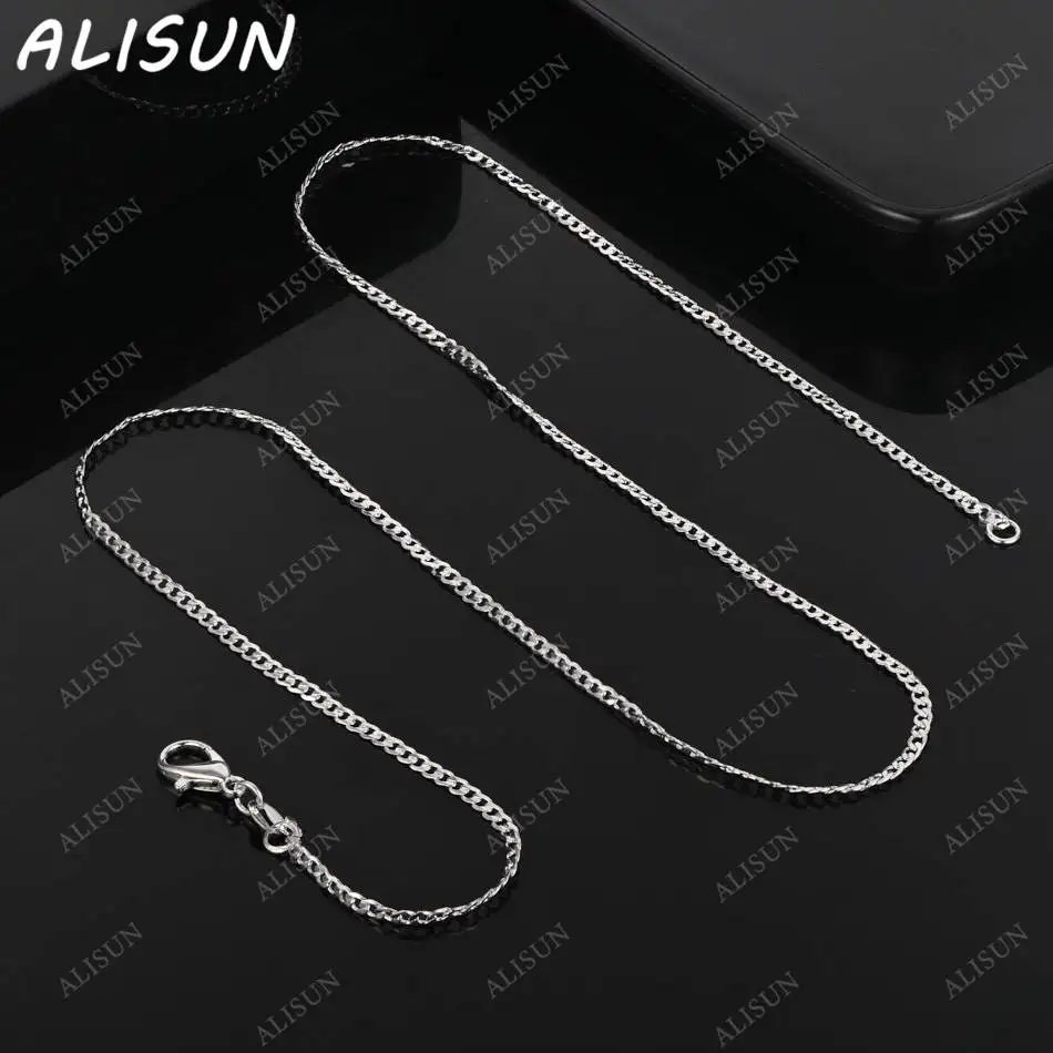 

ALISUN 925 Sterling Silver 2mm 40-75cm Geometric Necklace For Women Anniversary Gift Popular Wild Fashion Romantic Jewelry