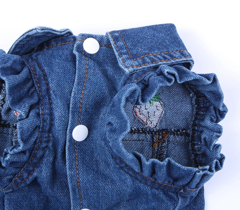 Jeans Pet Dog Jacket Strawberrys Desin Denim Coat Dress Puppy Spring/Autumn Clothes Apparel