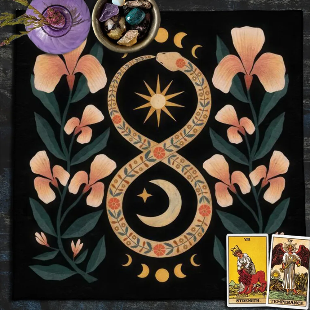 Magic Snake Altartuch, Tarot-Tischdecke zum Verbreiten von Tarot-Lesetüchern, Blumen und Pflanzen, Tarot-Matte, Hexe, Wicca, Heim- und Raumdekoration