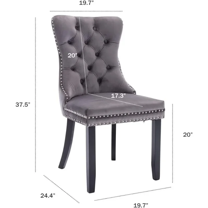 Upholstered Dining Chairs with Ring Pull Trim and Button Back, Luxury Tufted Dining Chair for Living Room, Bedroom, Kitchen