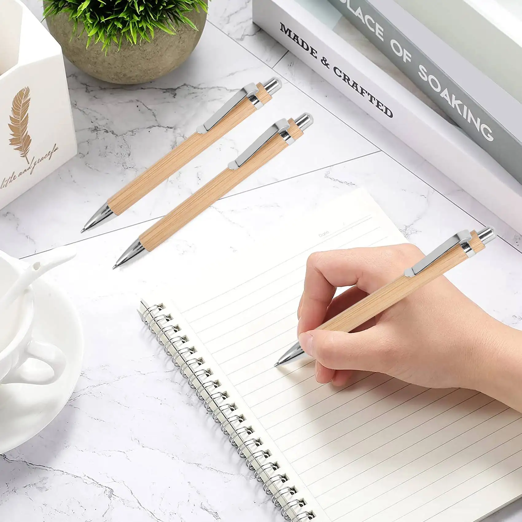 A08I 100 шт./лот бамбуковая шариковая ручка стилус контактная ручка офисные и школьные принадлежности ручки и письменные принадлежности подарки-синие чернила