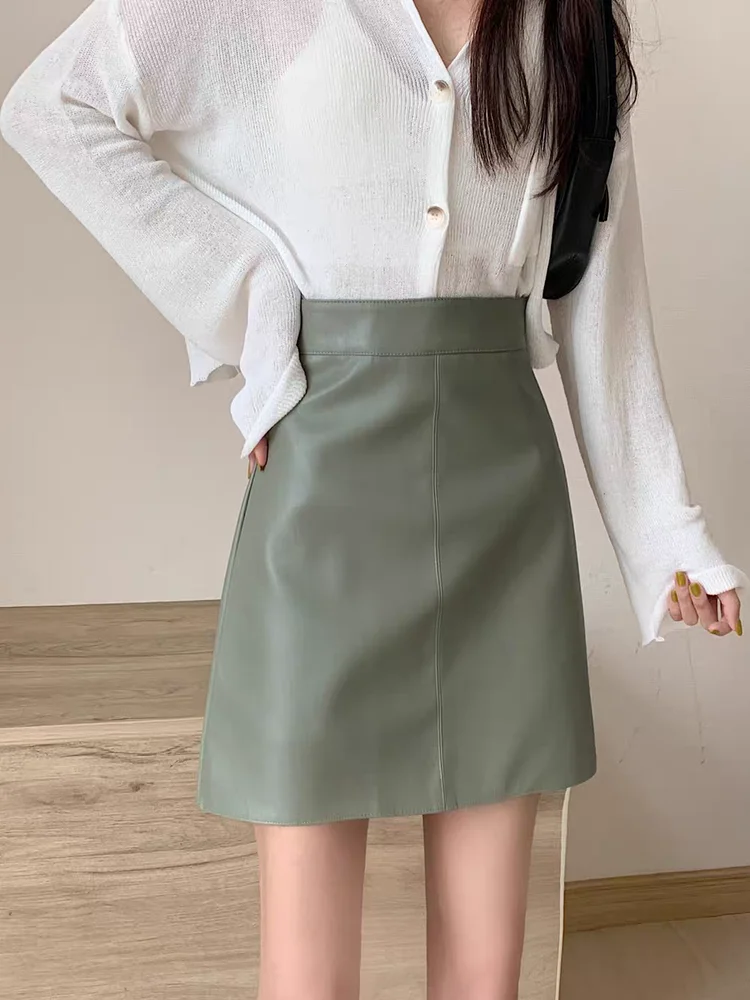 

Юбка-трапеция Ning с высокой талией, утягивающая, из искусственной кожи, женская, модная, повседневная, из полиэстера, на молнии