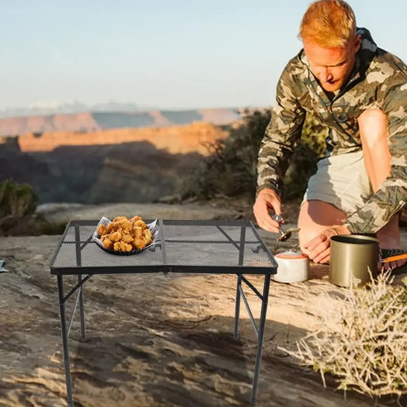 

Folding Metal Camping Table Outdoor Foldable Folding Table Heat Resistant Large Space Side Table For Backpacking Fishing