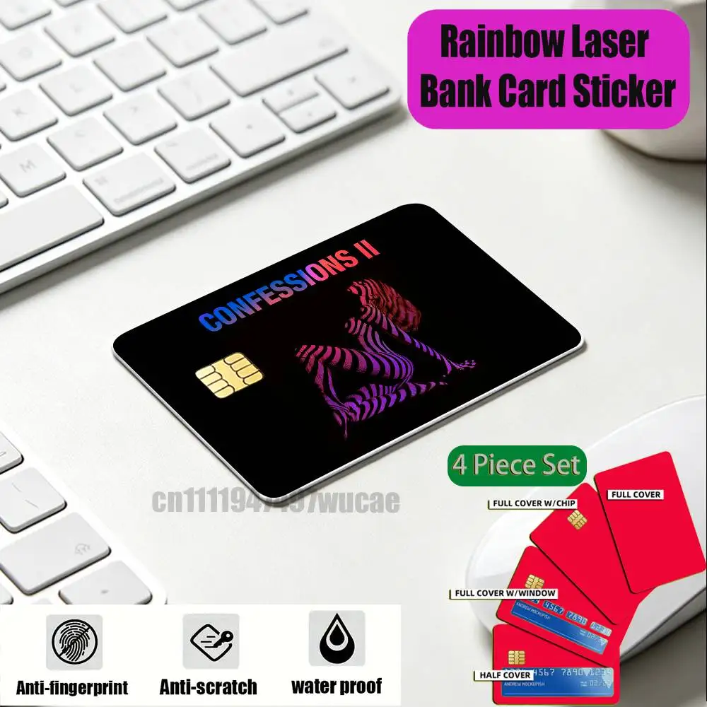 ID Access Card Cover Skin Rainbow Color Laser Stickers Film For Madonna Confessions II 2 Credit Bank Sticker