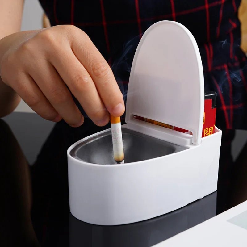 Asbak Toilet Kreatif yang Dipasang di Dinding Berbentuk Toilet dengan Tutup Asbak Alat Merokok untuk Rumah Kantor Kotak Dekorasi Kamar Mandi Asbak