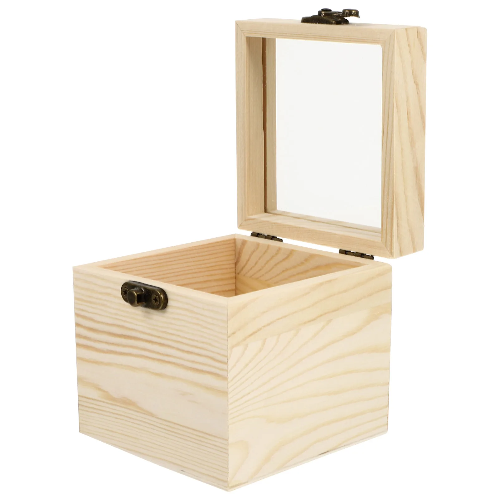 

1pc Wooden Storage Box Glass Lid Large Size for Eternal Flowers Gifts Decorative Container Transparent Window Wood Box Jewelry