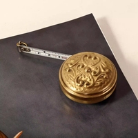 ‌200cm Vintage Brass Embossed Retractable Tape Measure Decorative Desktop ornament Creative flexible rule Craft Home Decor