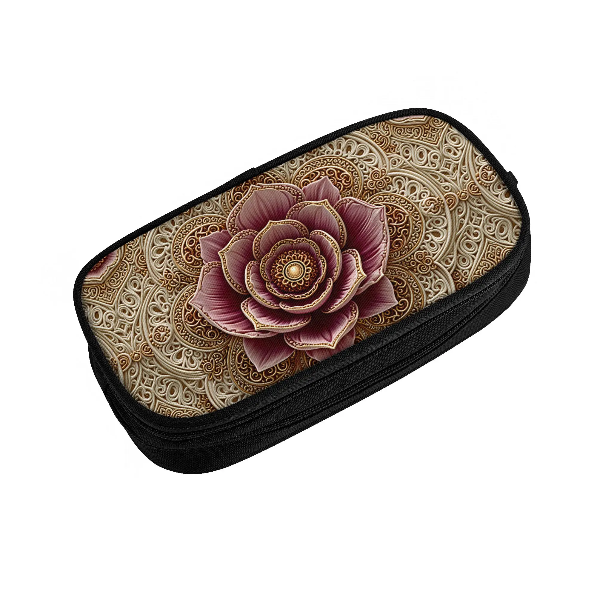 Fashion Trend 3D Flowers Korean Pencil Cases Boys Girls Large Capacity Luxury High 3D Floral Pencil Box Students Stationery