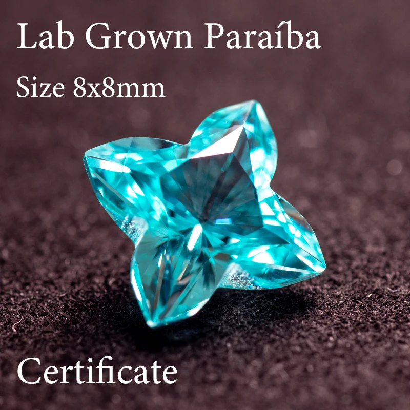 Lab Grown Sapphire Paraiba quincunx Size 8x8mm VVS1 Charms Diy Advanced Jewelry Making Materials Selectable AGL Certificate