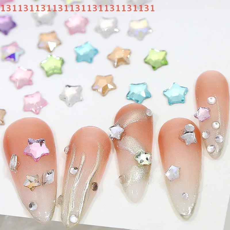 50 stuks mini nail art steentjes kleur 3d diy manicure decoraties diamant ster 4/6 mm glinsterende platte achterkant acryl kristallen