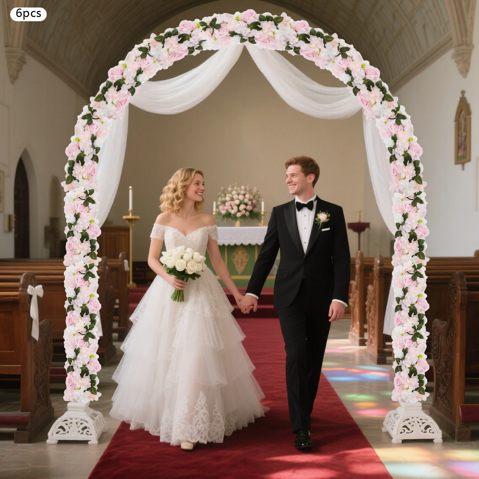 

Настенные панели с искусственными цветами, светло-розовый цветок, настенный коврик, шелковая роза, реалистичная арочная композиция на Рождество, свадебная стена