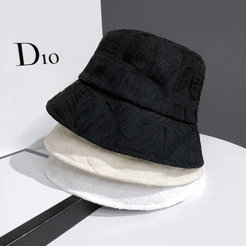 Summer Chiffon Mesh Fisherman Hat Ladies Thin Pleated Temperament Basin Hats Spring and Autumn Street Fashion All-match Sun Cap