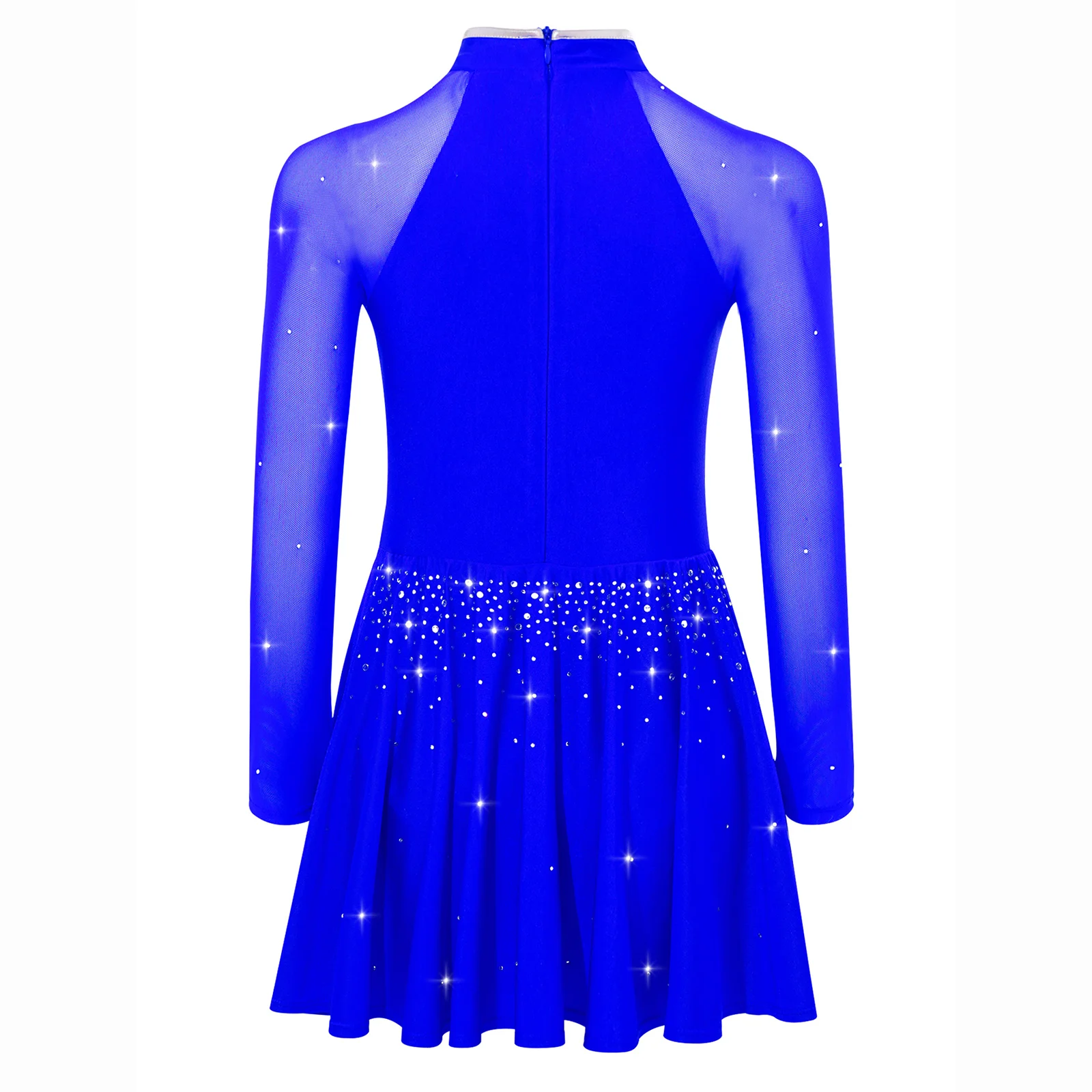 Meisje Lyrische Dans Jurk Maillots Mandarijn Kraag Lange Mouwen Strass Kunstschaatsen Chinese Stijl Gymnastiek Turnpakje Jurk