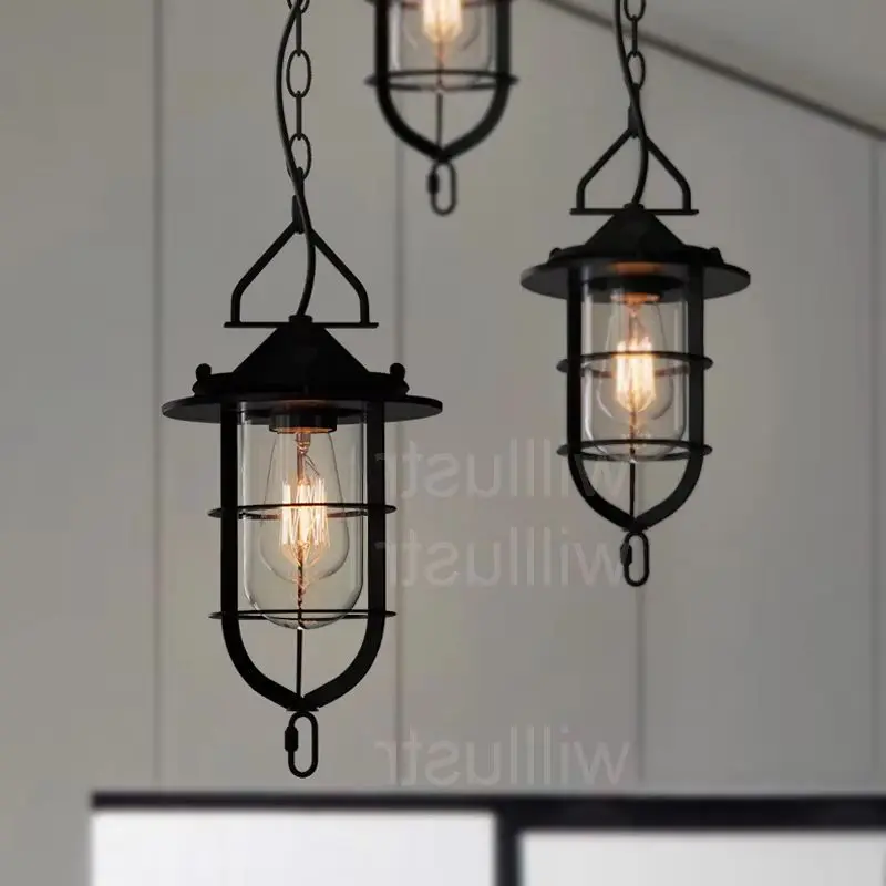 

Iron Frame Glass Pendant Light Metal Dock Suspension Lamp Hotel Hall Restaurant Dining Living Room Hanging Ceiling Chandelier