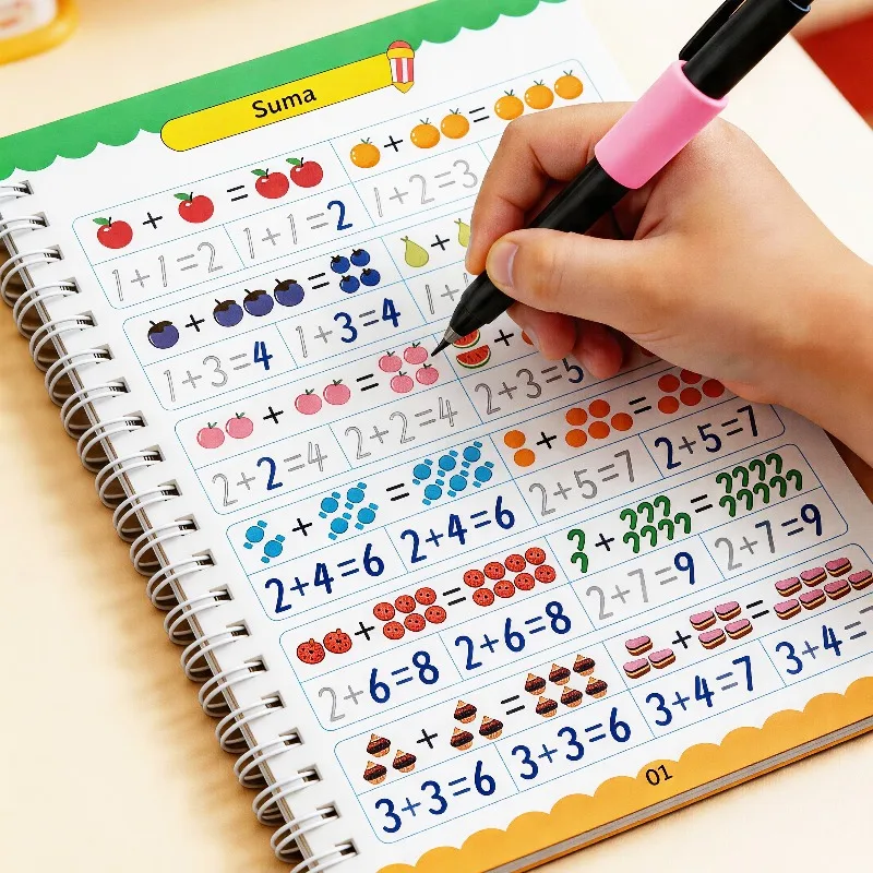 1 Spanish  Writing Groove Practice Book Calligraphy Practice Set Number Writing Activity Copybook Beginner Practice Book