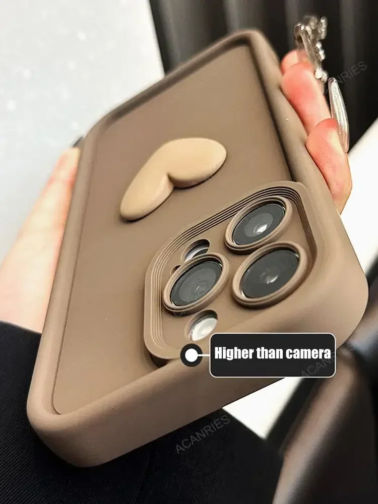 Xiaomi 15 울트라 매트 TPU 카메라 렌즈 보호 충격 방지 커버에 대한 귀여운 3D 러브 하트 실리콘 케이스 Xiaomi Mi 15Ultra