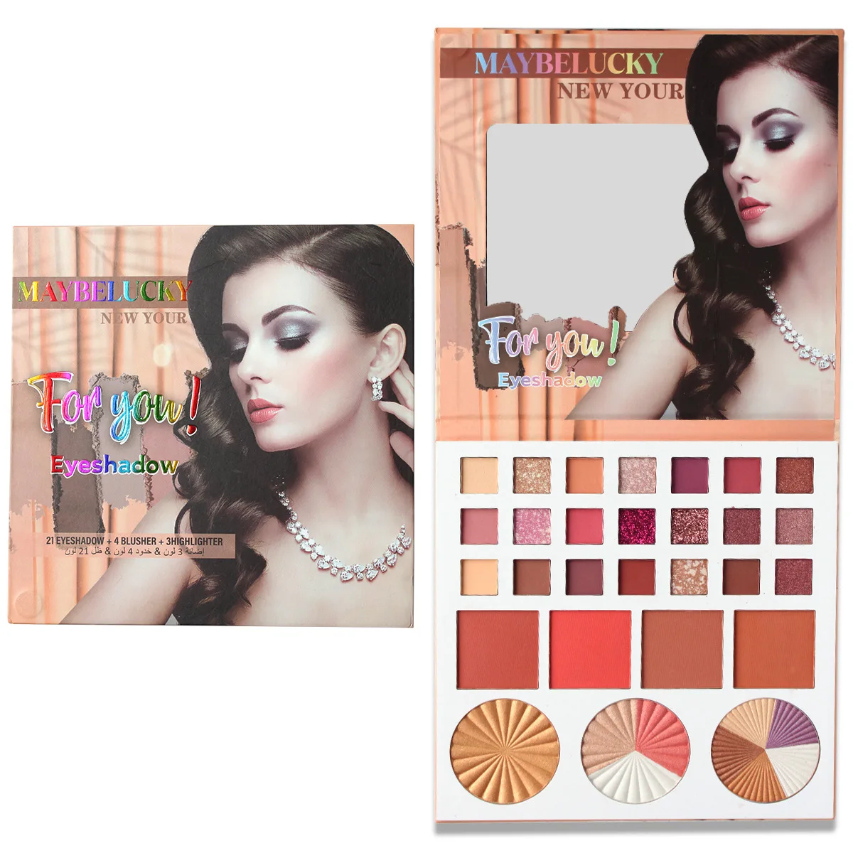 Tavolozza per trucco Set da viaggio 21 colori Ombretto 4 colori Blush 3 colori Evidenzia Matte Shimmer Ombretto da donna Cosmetici impermeabili