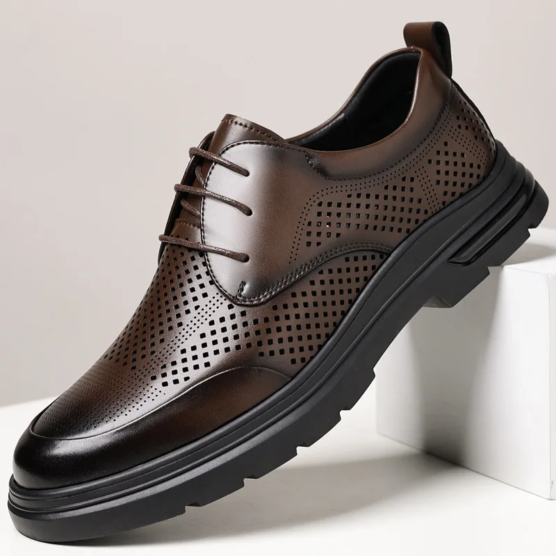 2026 Men Shoes Summer Men's Leather Shoes Business Dress Casual Leather Man