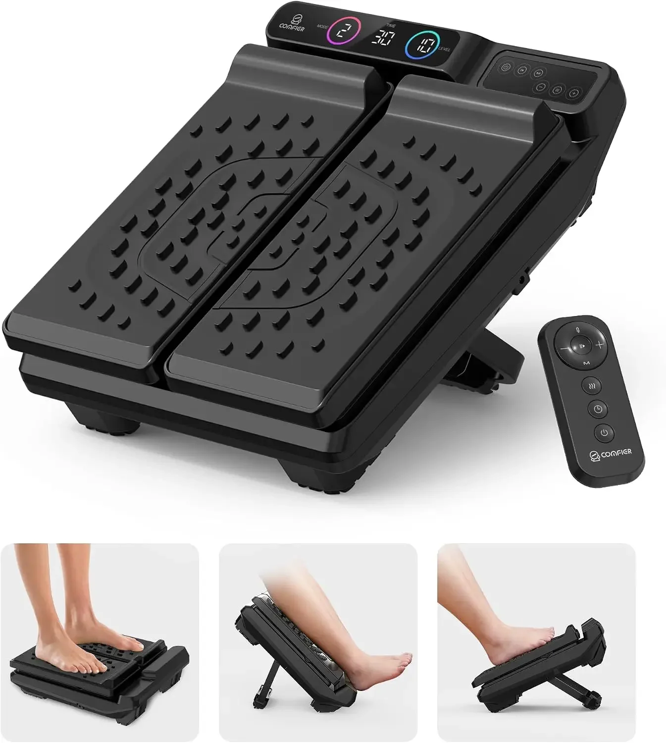 Vibration Foot Massager with Heat, High Frequency Vibrating Foot and Leg Calf Massager with 30 Speed & 3 Modes, 3 Adjustable